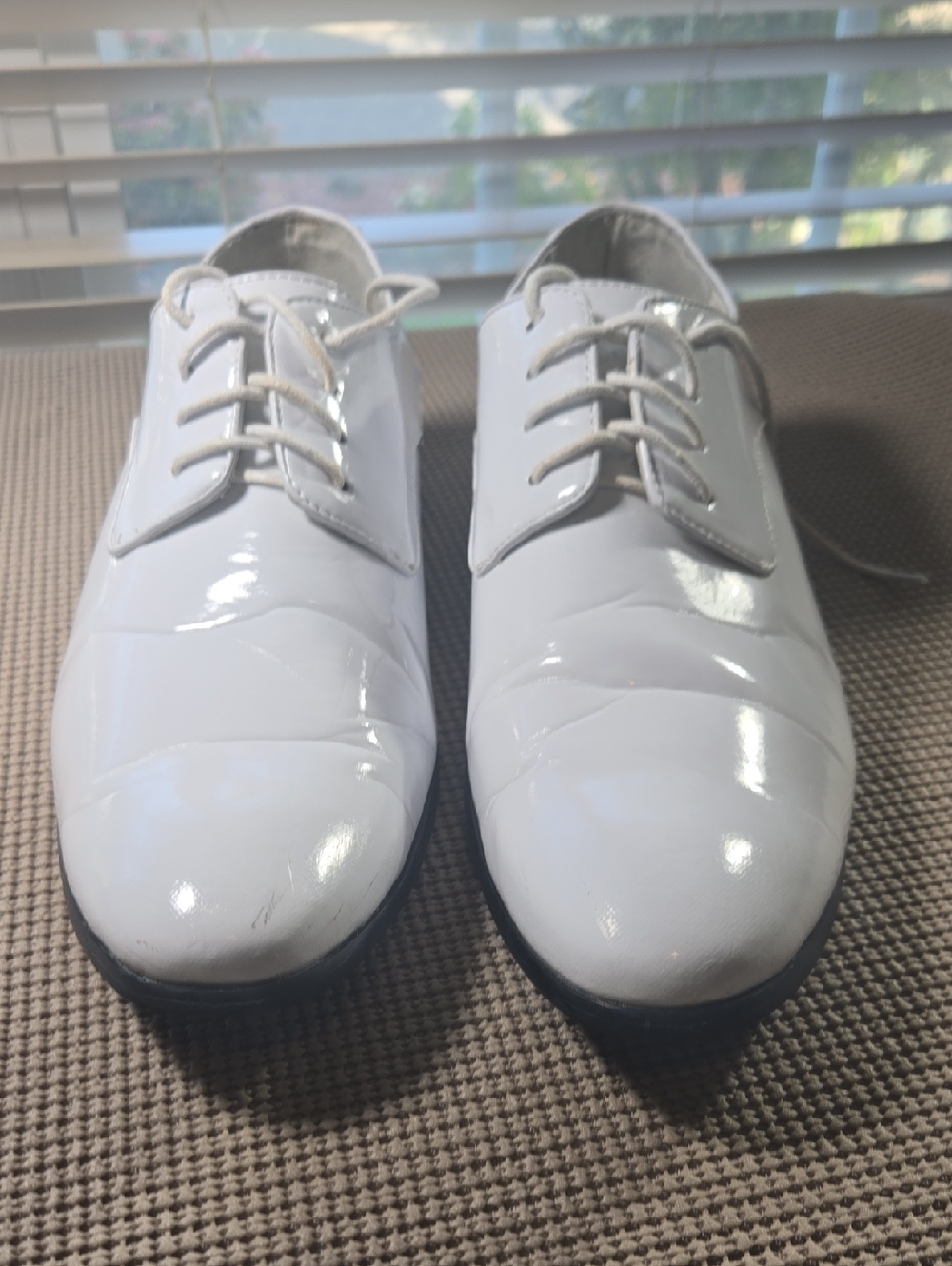 Classic White Patent Derby Shoes for Men